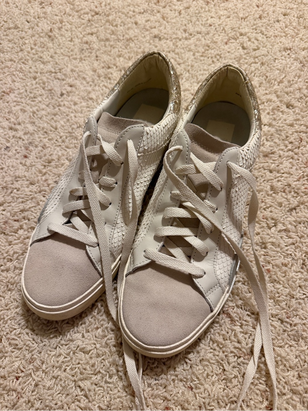 Dolce Vita Zina Women's Cream & White Lace-Up Sneakers